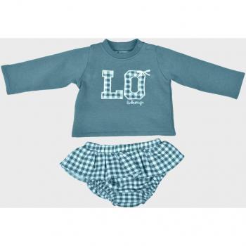 Conjunto de bebé niño azul con dibujo frontal