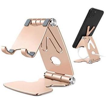 TECOOL Soporte Movil Mesa, Plegable Soporte Teléfono Móvil Escritorio Aluminio Ajustable para iPhone 12 Mini 11 Pro XR Se XS Samsung, Huawei, Otras Android Tabletas/Móviles de 4-8 -
