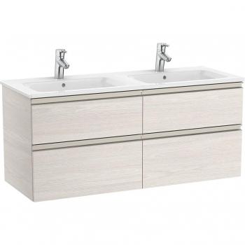 Roca - Mueble de baño con 2 cajones y lavabo The Gap, Pack Unik mueble de 4 cajones + lavabo doble the gap Color: Fresno nórdico