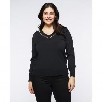 Jersey de mujer con perlas en el escote