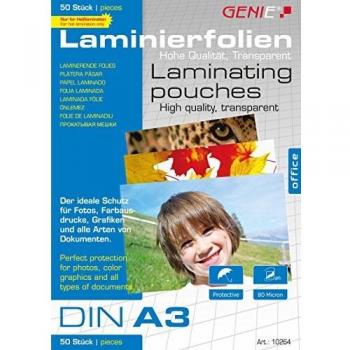 Láminas de Laminación A3 Genie 80 Micras - Paquete de 50 Unidades