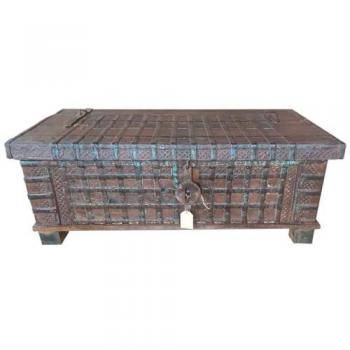 WANDERLUST DECO Mesa baúl de madera marrón 117x58x45h cm de estilo Artesanal
