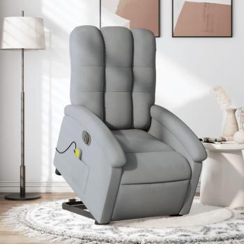 Silla de masaje eléctrica reclinable elevable de tela gris claro