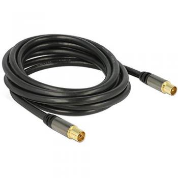 Cable Antena IEC Macho a IEC Hembra 3 m, RG-6/U, 85 dB, Color Negro
