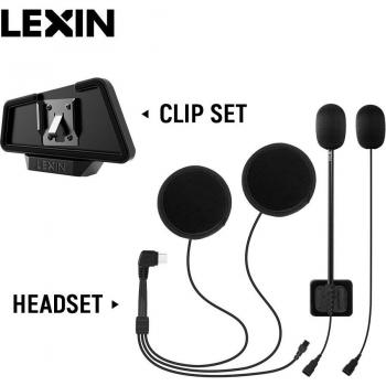 Auriculares LEXIN LX-B4FM-X con clip para intercomunicador de casco completo/medio, sonido potente y conector Bluetooth