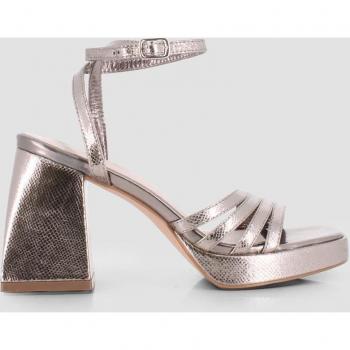 Sandalias de tacón de mujer Blogger ALANA color bronce con acabado metalizado