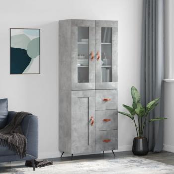 Aparador alto de madera contrachapada gris hormigón 69,5x34x180 cm