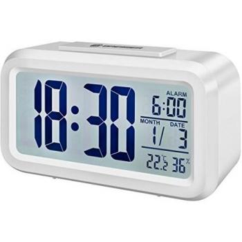 Bresser MyTime - Reloj Despertador con Pantalla LCD, Color Blanco