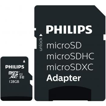 Philips MicroSDXC 128GB Clase 10 UHS-I U1 con Adaptador