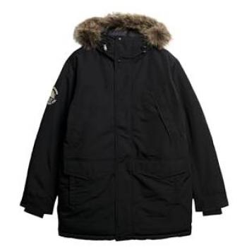 Superdry Men's Everest Faux Fur Parka Jacket - Jet Black - Size XXL