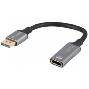 Adaptador de Video Lanberg 8K DisplayPort Macho a HDMI Hembra 20 cm Plata y Negro