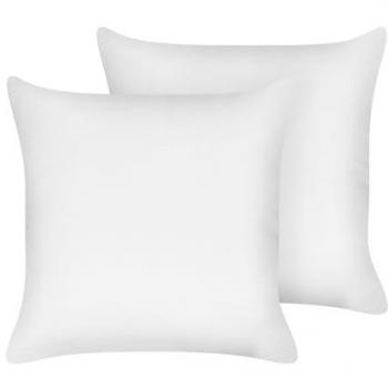 Conjunto de 2 almohadas rectangulares de perfil bajo 80 x 80 cm con funda de algodón Japara y lyocell, relleno de poliéster, color blanco