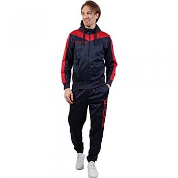 Chándal Givova Roma con capucha, tejido polar, colores rojo y azul, unisex