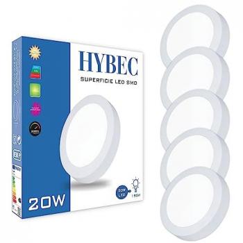 Downlight LED Techo Superficie 20W Alta Luminosidad Driver incluido Plafon LED Blanco Frío 6500K (Pack 5)