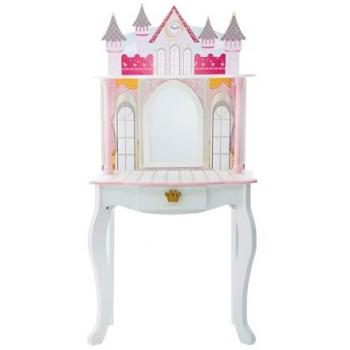 Dreamland Castle Wooden Vanity Play Set with Stool and Mirror - Pink/White