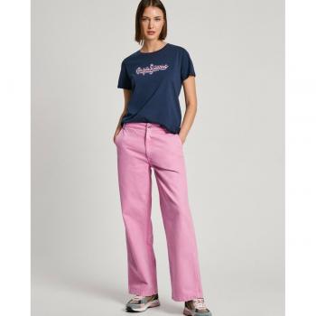 Pantalón Campana de Mujer Pepe Jeans Anya Rosa Tiro Medio Casual Algodón 2024