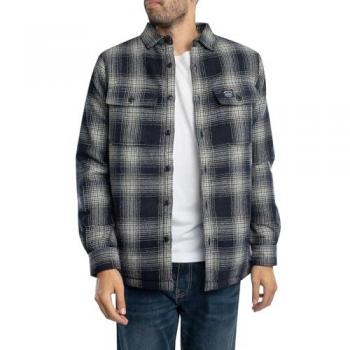 Sobrecamisa de Lana a Cuadros Superdry Miller con Forro Polar Azul Marino - Talla XL