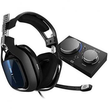 ASTRO Gaming A40 TR Auriculares alámbricos y MixAmp Pro TR, 4a gen, Audio V2, micrófono intercambiable, control de balance de juego, voz, para PS5, PS4, PC, Mac - Negro/Azul