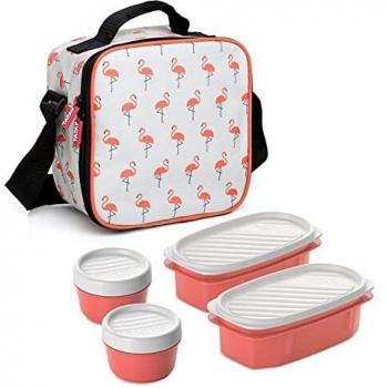 TATAY Urban Food Casual Bolsa Térmica Porta Alimentos con Recipientes, 3L, Diseño de Flamencos