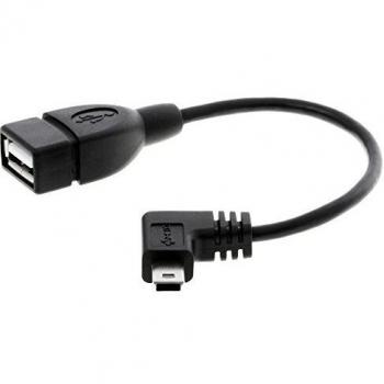 Cable OTG USB Mini B a USB A hembra 16 cm conector en ángulo 90 grados