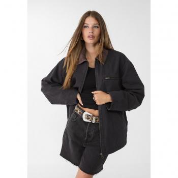 Stradivarius Contrast Collar Pocket Jacket Black XS