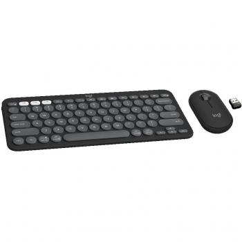 Combo Teclado y Ratón Inalámbricos Logitech Pebble 2 Bluetooth QWERTY Nórdico Grafito