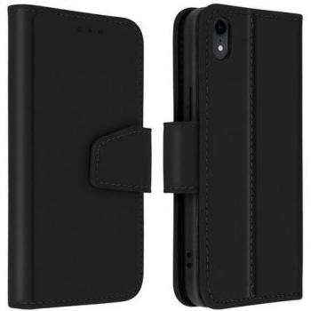 Funda de Piel Premium para iPhone XR con Tarjetero y Función Soporte - Negra