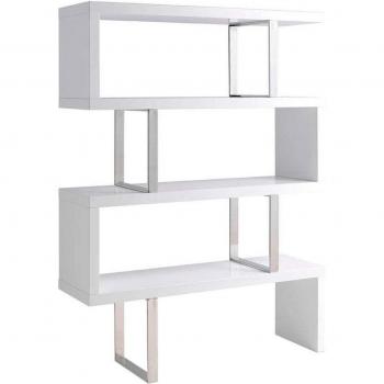 Estantería blanca y acero ANGEL CERDÁ 3026C, Blanco | Acero inoxidable | Acero Cromado | Madera DM Lacada, 130 x 35 x 170 cm