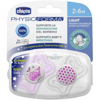 Chicco Chupete Succhco Light Lumi Silicona 2-6 meses x2