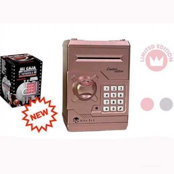 Hucha Caja Fuerte Edición Limitada Rosa Pastel y Plata con Sonido 18x13x12cm Rose Glitter
