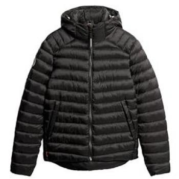 Superdry - Plumífero acolchado con capucha Fuji, chaqueta con capucha Superdry Fuji Sport Padded negro puro - S