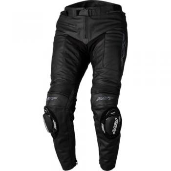 RST Pantalones de Moto S1 Negros - Pantalones de cuero de motocicleta, color negro, talla 5XL, diseño con pierna regular y certificación CE