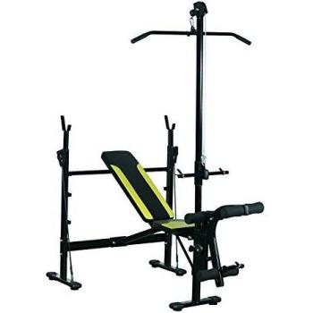 HOMCOM Banco de Pesas Reclinable Multifunción para Entrenamiento y Musculación 175x110x202 cm Negro