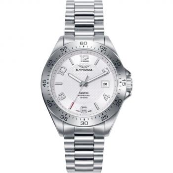 Reloj Hombre Sandoz Sport 81529-05 - Acero Inoxidable, Esfera Blanca, 42mm, Movimiento de Cuarzo