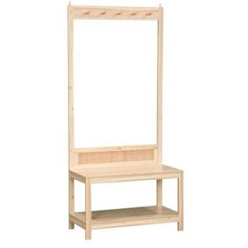 Sweeek Mueble de recibidor, decoración de mimbre y madera, perchero con estante, Camargue, Natural, 120x39x172 cm