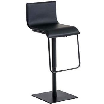 Taburete de Bar Limon Negro con Asiento de Similcuero, Altura Ajustable y Giratorio