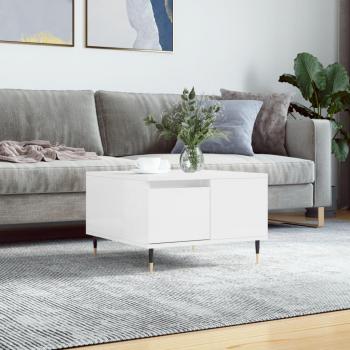 Mesa de centro blanca pulida 55x55x36,5 cm de madera multicapa