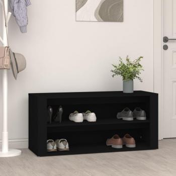 Zapatero negro de madera multicapa 100x35x45 cm