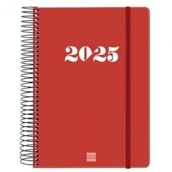 Agenda Espiral My 2025 Rojo Catalán 1 Día Página Enero 2025 - Diciembre 2025 (12 meses) Finocam