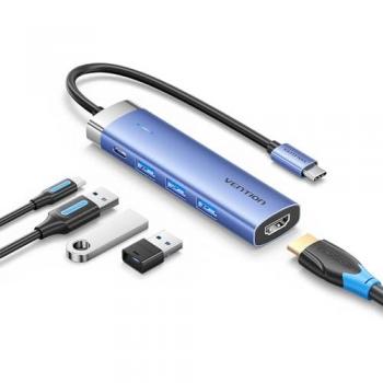 Docking Station USB Tipo-C Vention TGESB 5 en 1 - 3xUSB, 1xHDMI, Carga Rápida 100W, Pantalla 4K