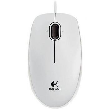 Ratón con Cable Logitech B100, 3 Botones, Tecnología de Seguimiento Óptico, Diseño Ambidiestro, Compatible con PC/Mac/Portátil/Chromebook - Color Blanco