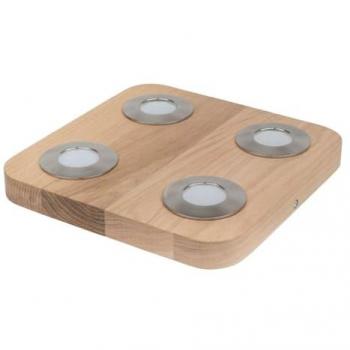 Lámpara de Techo Sunniva EPIKASA, Madera y Metal en Roble Satinado, 26x26x3 cm