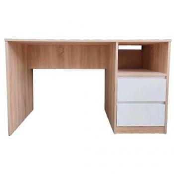 Mesa de Estudio 2 Cajones Roble K-508 - Acabado en roble y blanco, dimensiones: 75 cm (alto), 120 cm (ancho), 50 cm (fondo)