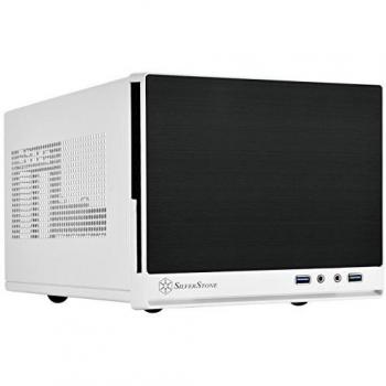 SilverStone SST-SG13WB-Q - Carcasa de ordenador compacta cubo Sugo Mini-ITX, Panel frontal de plástico con acabado en imitación de aluminio, negro blanco