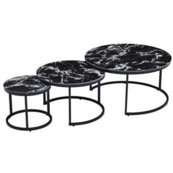 Consola Home ESPRIT Negra de Metal y Cerámica 80 x 80 x 1 cm
