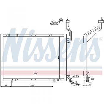 Condensador de aire acondicionado NISSENS 940287 sin secador de aluminio para FORD FIESTA 6, compatible con R 134 a