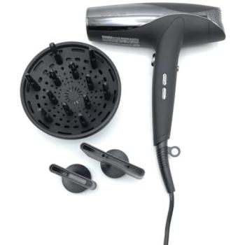 Secador de Pelo Profesional Corioliss Wind 1500W Black Chrome con Generador Iónico, Ligero y Silencioso, Difusor y 2 Boquillas Magnéticas, Control LED de Temperatura y Velocidad