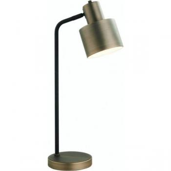 Lámpara de mesa de acero Mayfield con efecto bronce antiguo oscuro y pintura negra mate texturizada, 1 luz, IP20, E27