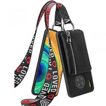 hongping Carcasa de Cartera de Cuero con para Samsung Galaxy Note 10 Plus- Funda Colgante para movil Carcasa- Colgar movil Cuello Funda con Correa Colgante con Cordon para Llevar en el Cuello