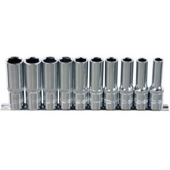 KS Tools 918.0610 3/8 Juego de llaves de vaso hexagonales CHROMEplus, largas, 10 pzs 4-13 mm